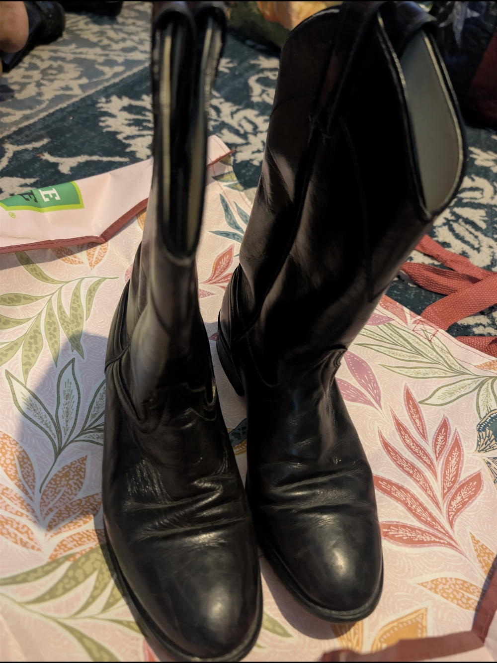 Laredo Black Leather Lace-Up Mid-Calf Boots